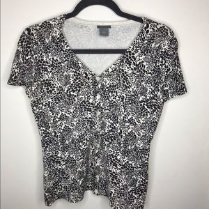Ann Taylor Animal Print Short Sleeve Cardigan